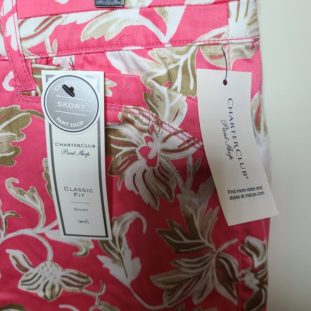 Charter Club Pink Floral Skort - NWT, Size 12, Golftini Style with Pockets - Picture 6 of 7